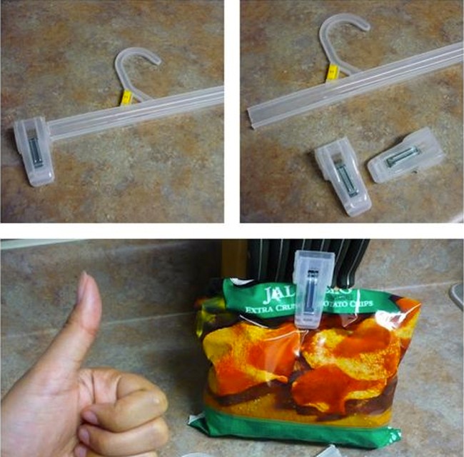 1. Retail hangers as chip clips