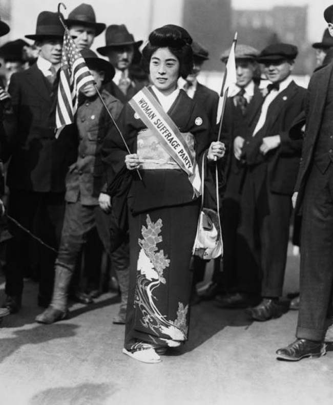 20. Komako Kimura, a prominent Japanese suffragist marching in NYC