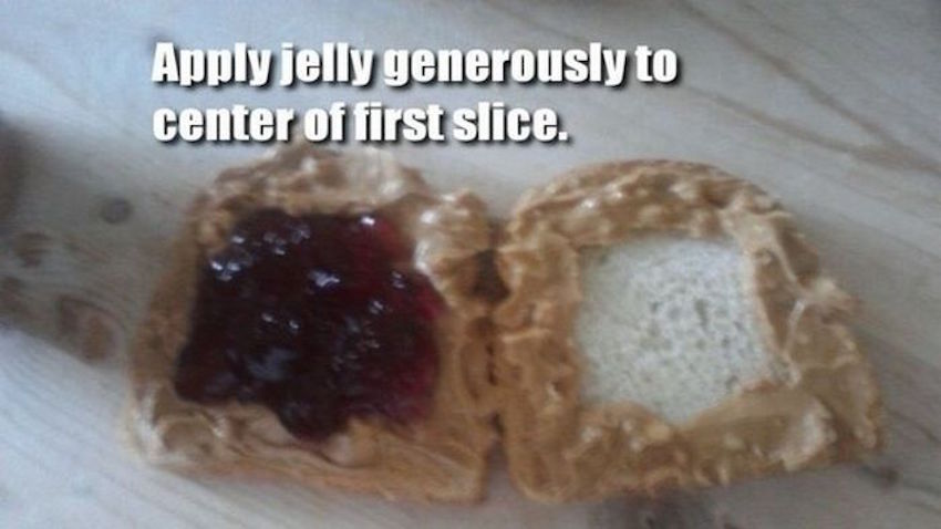 14. Use the jelly pocket method to make PB&J
