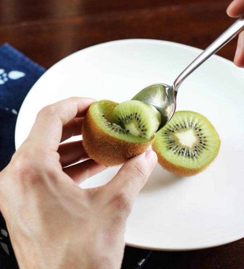 17. Cut kiwis in half for a built-in bowl
