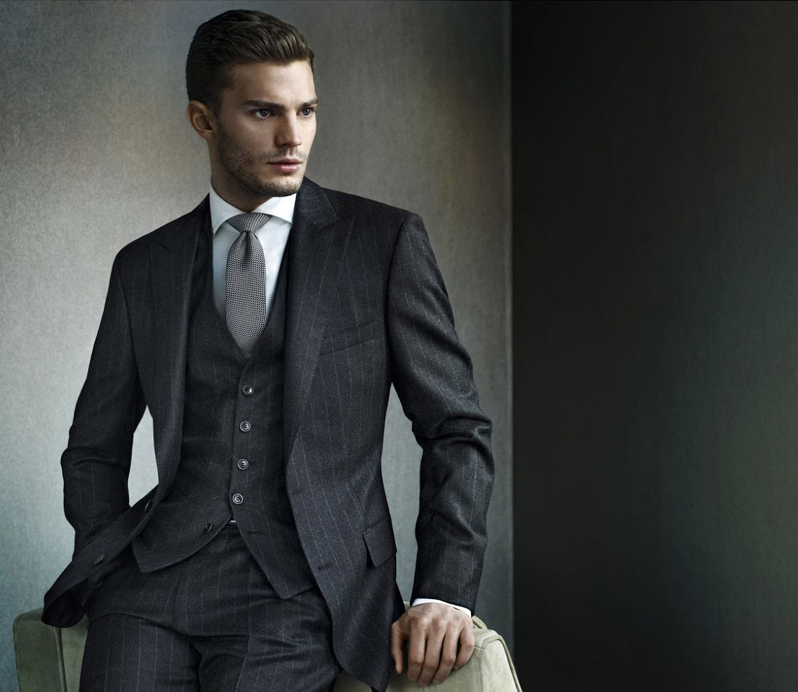 For formal business attire go with double-button, notched lapel jacket.